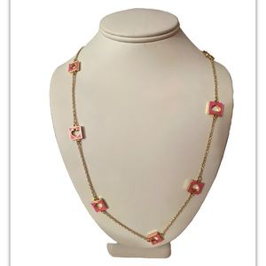 NEW Kate Spade hole punch pink gold long chain necklace